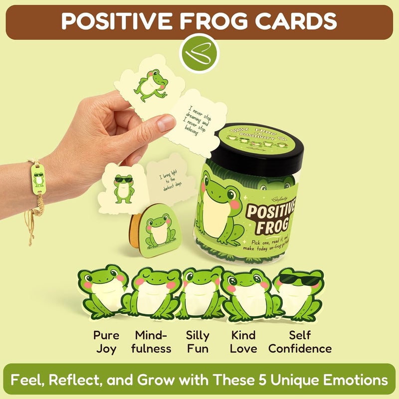 STOFINITY Emotional Support Frog Gifts For Women - Jar Of Daily Affirmation Cards For Teens Friend, Cute Inspirational Cards Jar For Men Coworkers, Unique Gifts For Women Birthday, Christmas - Image 3